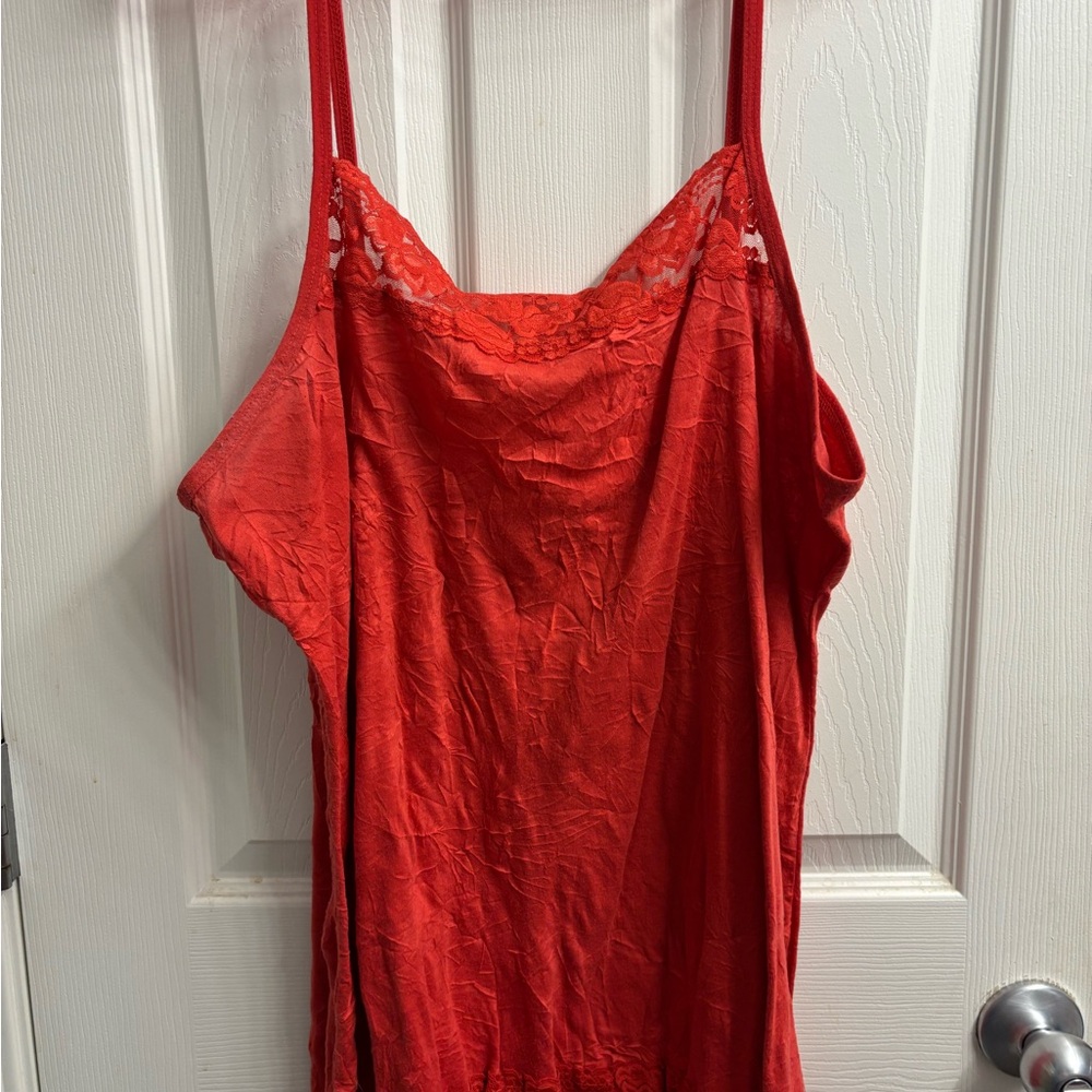 Maurices Red Cami Top with Lace Trim